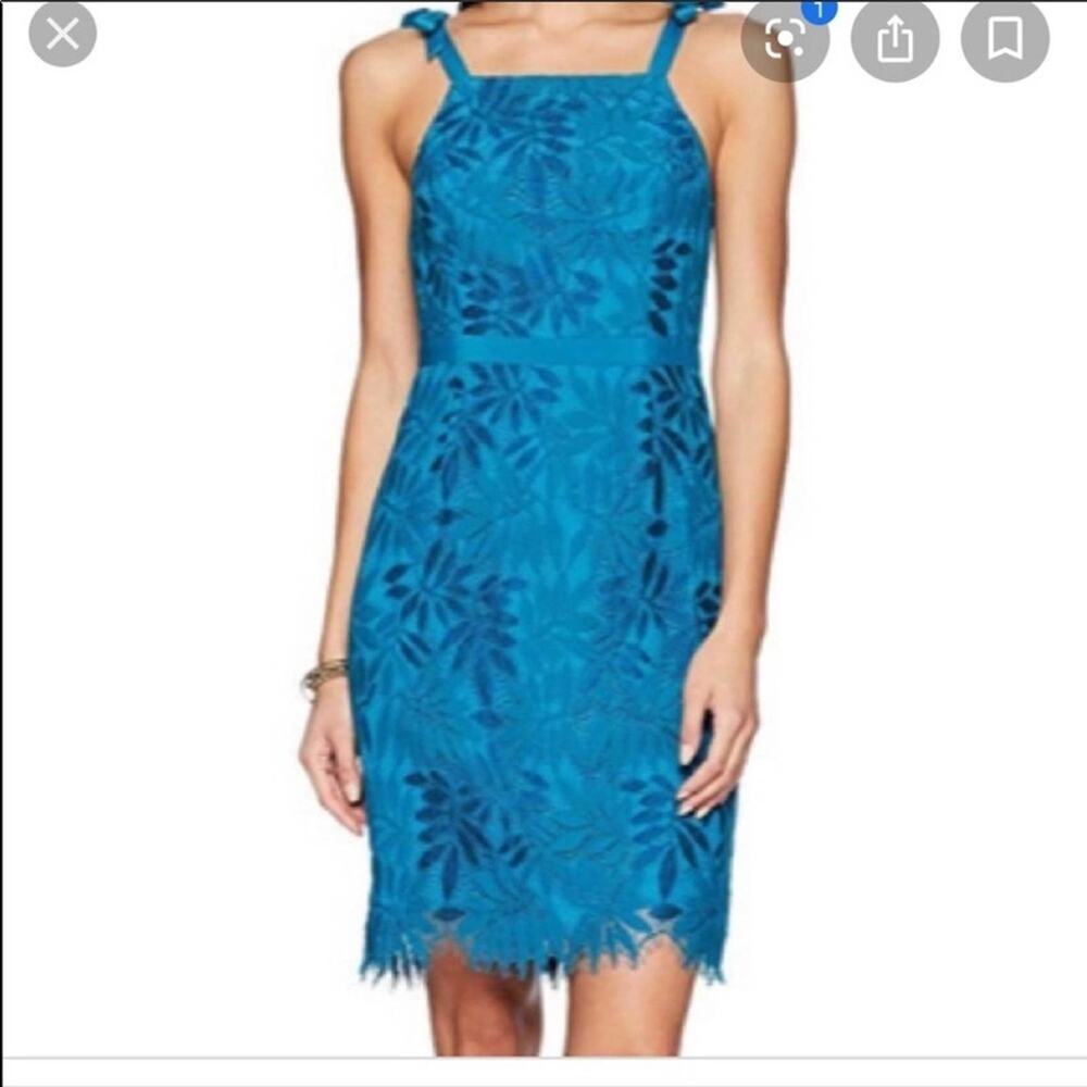 NWT Lilly Pulitzer Kayleigh Blue Floral Lace Mini Dress Sz 00 Sleeveless
